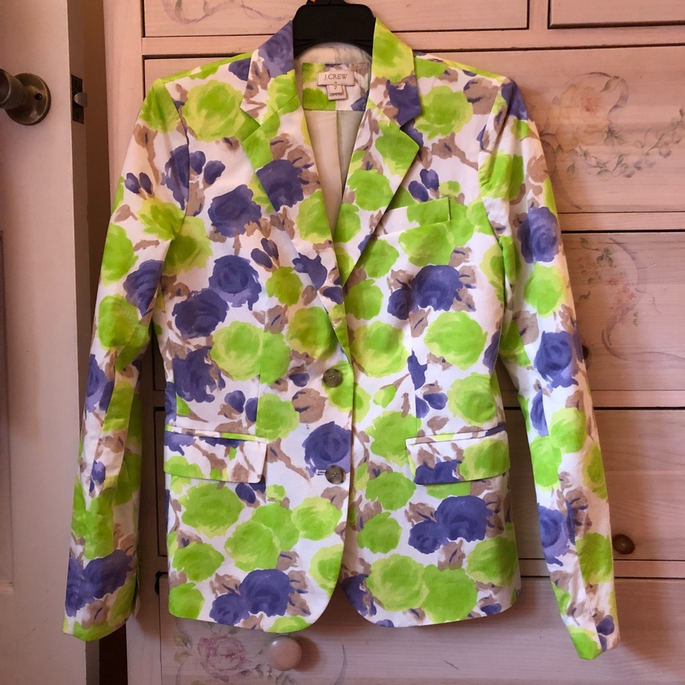 J.Crew Lime Green Purple Floral Blazer
